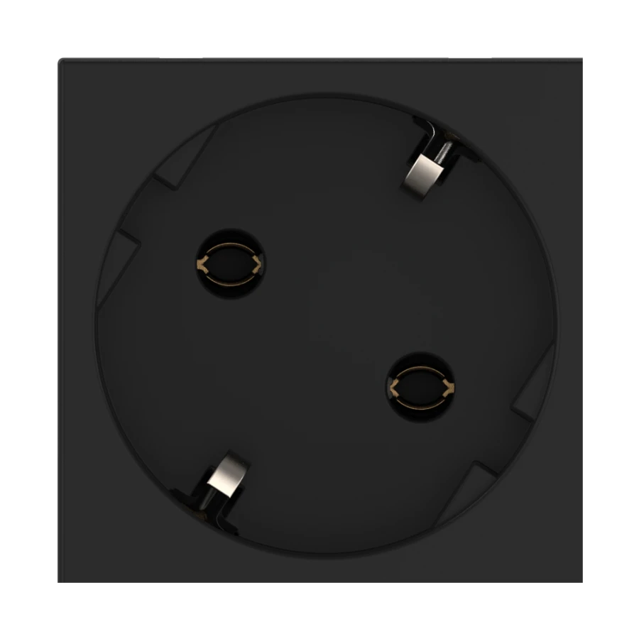 CADUCEUS ALING HIDE SP socket outlet with grounding without blinds, modular 45x45, 16A, 250V~, with 45-degree plug, black
