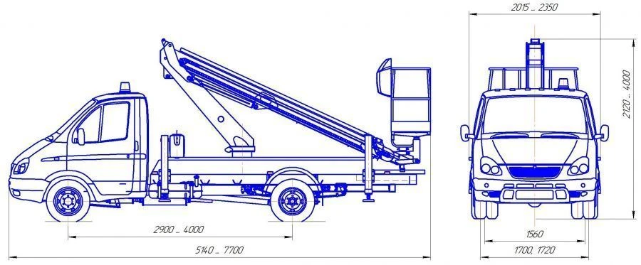 Means of transport equipped with lifts with working platforms R180T, VA180T Velmash-S type 27191 modification 27191N on b