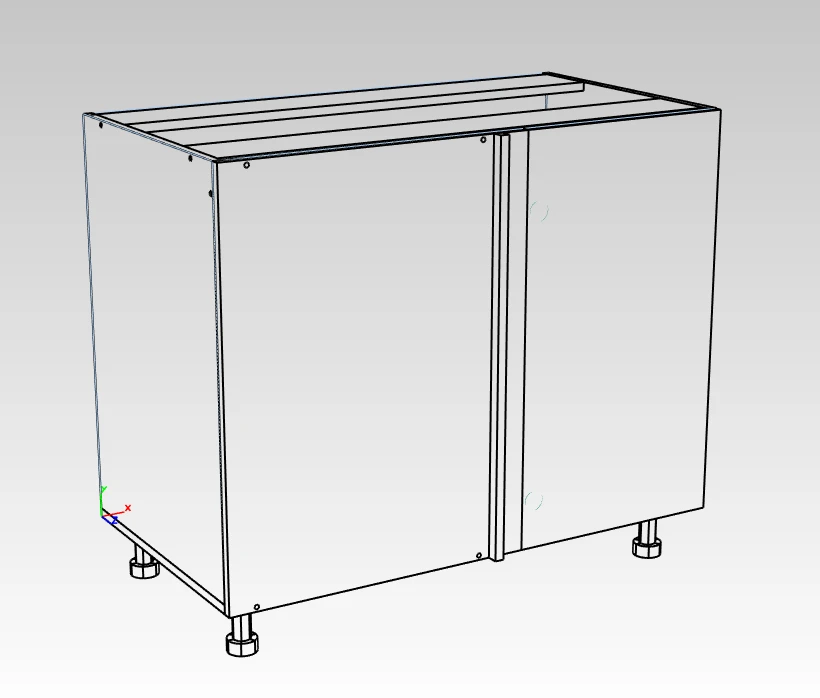 Corner kitchen base cabinet with 1 door