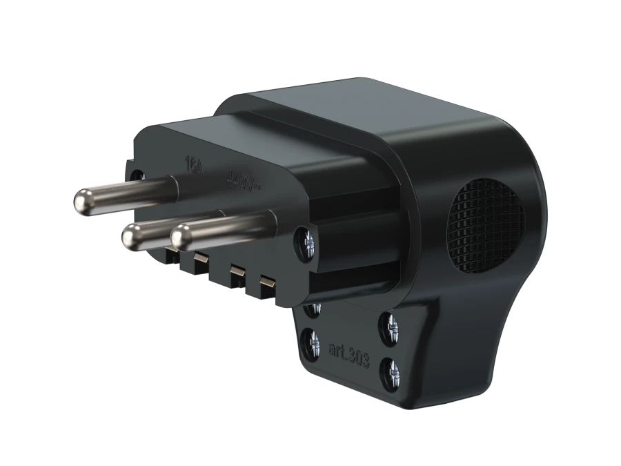 CADUCEUS ALING Connecting products Disposable electric plug 3P+E, 16A, 440V~, black, Art. no. 303.13, Art. 303.13