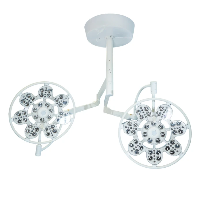 Surgical ceiling luminaire with emergency power supply adjustable two-block for low ceilings "EMALED 500/500 LT NP".