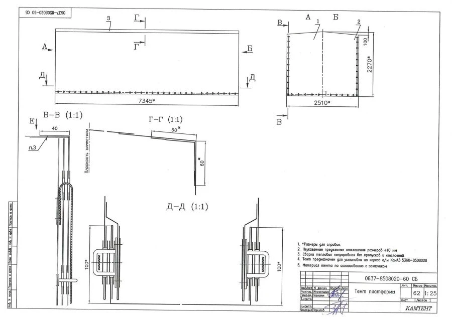 Awning of truck KAMAZ-5360