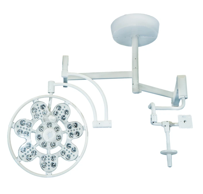 Surgical ceiling luminaire with emergency power supply adjustable single unit with additional console "EMALED 500/X LT"