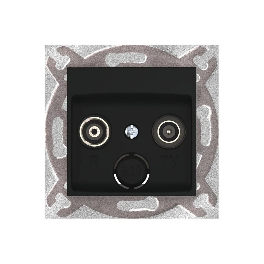 CADUCEUS ALING PRESTIGE Flush-mounted aerial TV/FM feed-through socket, black (soft touch), item no. 6012P.E1 (mechanism). 6012P