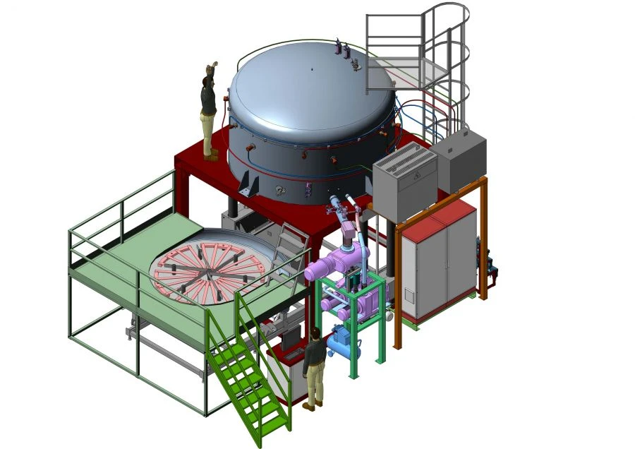 Vertical vacuum furnace for resistive heating with inert gas supply cylindrical design with graphite n
