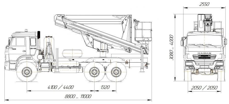 Means of transport equipped with lifts with working platforms R180T,VA180T Velmash-S type 57564 modifications: 57564N on the bas