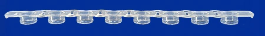 Non-sterile polymer tube for in vitro diagnostics according to TU 32.50.50-021-54287340-2022: Tube 7 flat in a strip of 8 pieces