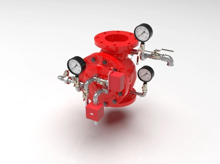 Drencher signal valve KD "Sputnik". Working pressure from 0,14 to 1,6MPa. Conditional diameters from 25 to 300 mm.