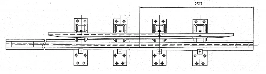 Cross rail type P50 type 1/6 with counter rail of the project SP939.000-01