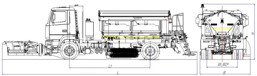 Road maintenance machine with winter equipment set model MK-3531-04