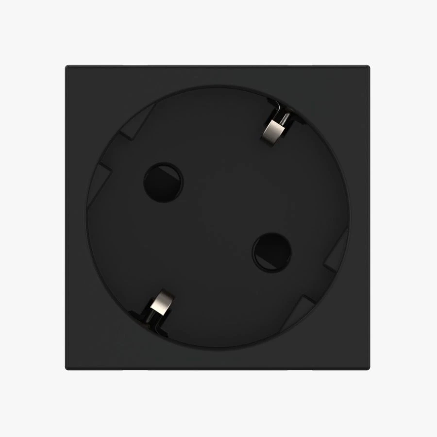 CADUCEUS ALING HIDE SP socket outlet with grounding without blinds, modular 45x45, 16A, 250V~, with 45-degree plug, black