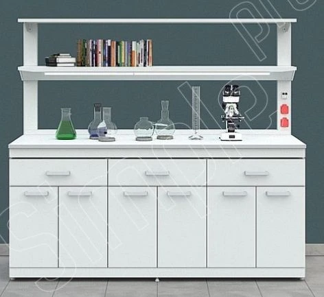 Laboratory table with two shelves