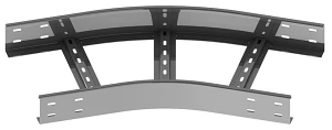 Corner radius horizontal 30 degrees cablecast reinforced LTU 000x00 U30, with overall dimensions from 150x50 mm to 1000x200
