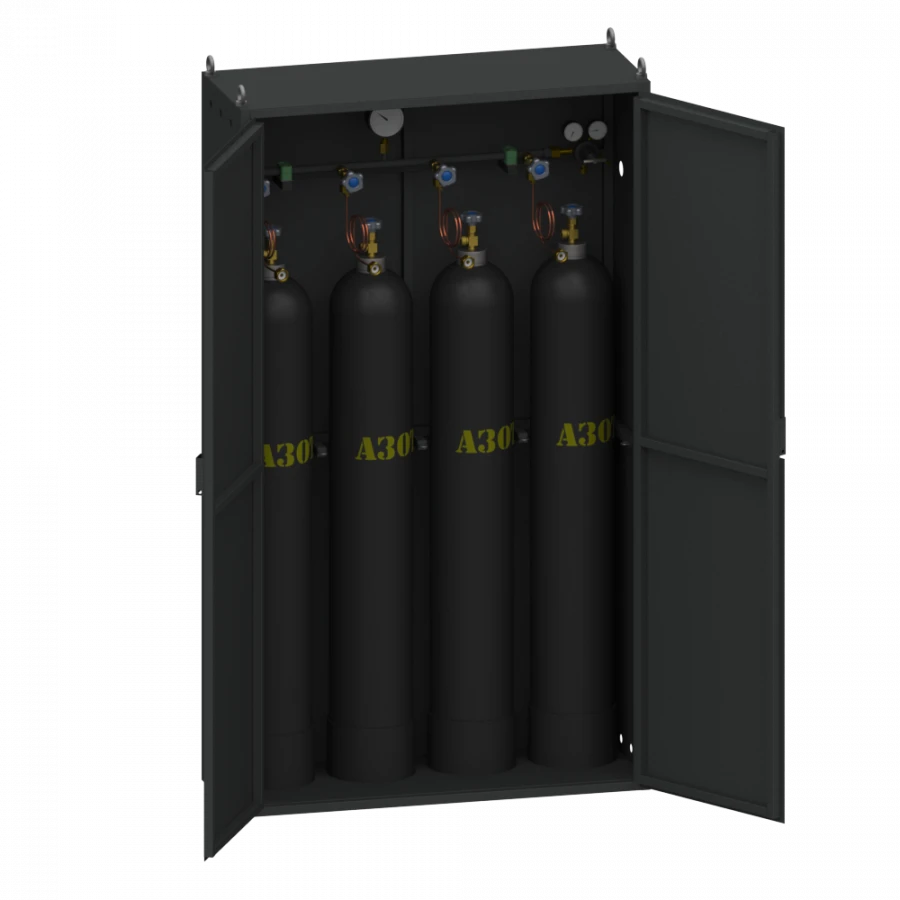 Discharge frame for nitrogen for four cylinders in a cabinet RRAZ-4-SH