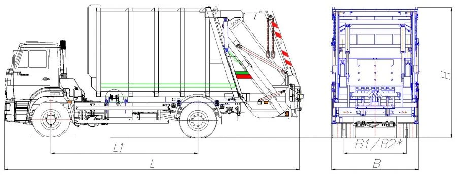 Rear-loading rubbish truck model MK-4548-05