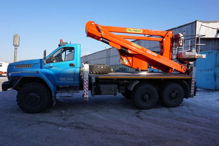 Special hoist with CMU produced by INMAN JSC on URAL 7470-01 chassis. Mark GIRD. Type 5849AS. Modification 5849A