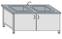 Laboratory table with double sink "fibreglass" SM-4(m)