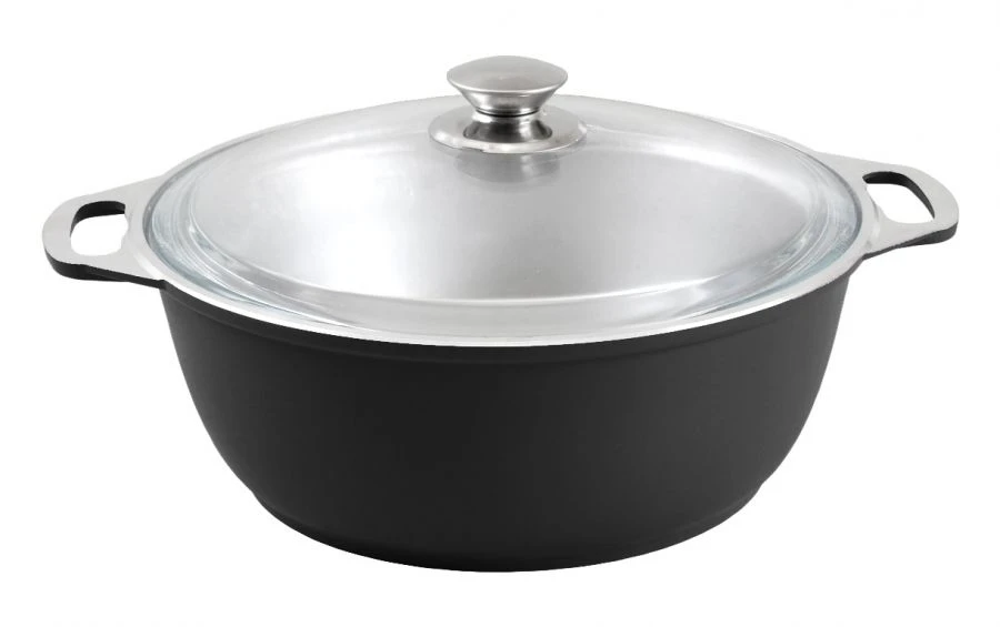 Cast aluminium 5L roasting pot (DP coated) TM Kukmara, with glass lid