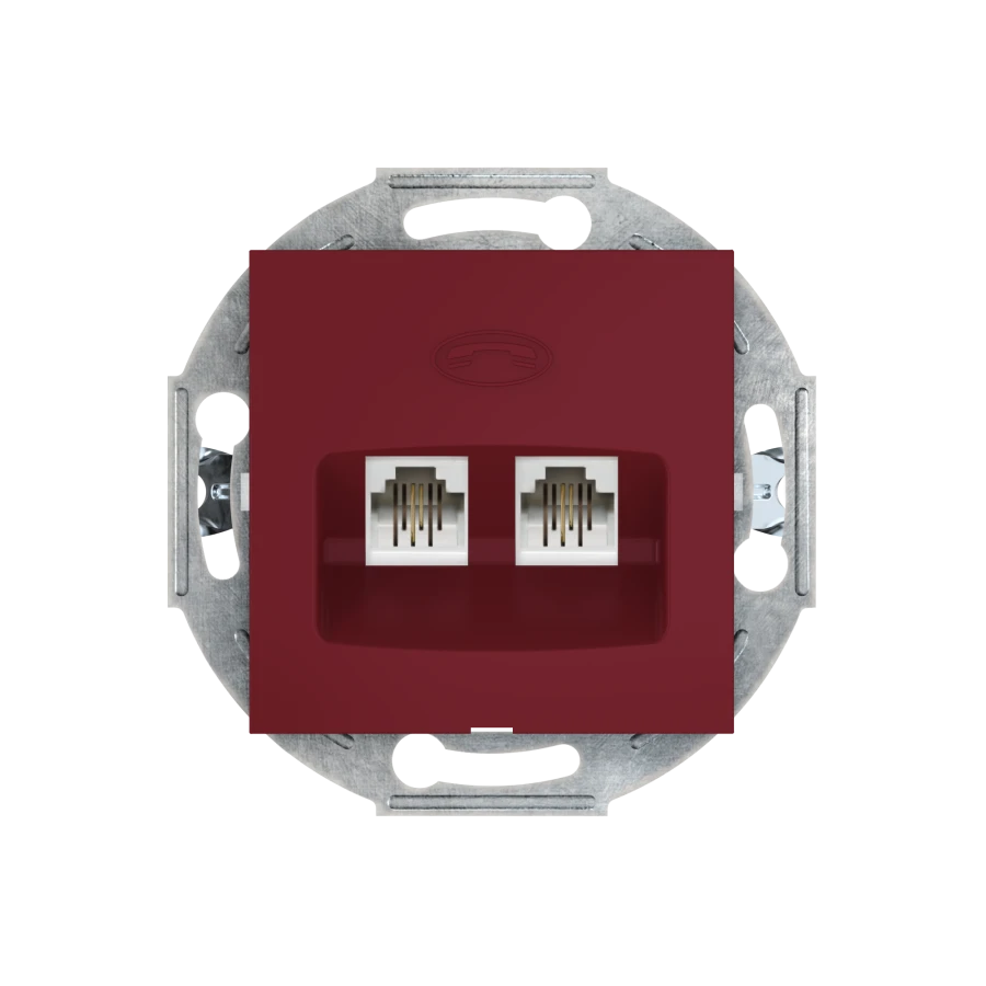 CADUCEUS ALING PRESTIGE Flush-mounted double telephone socket 2xRJ12 6P2C, burgundy, Art. 6011.3 (mechanism)