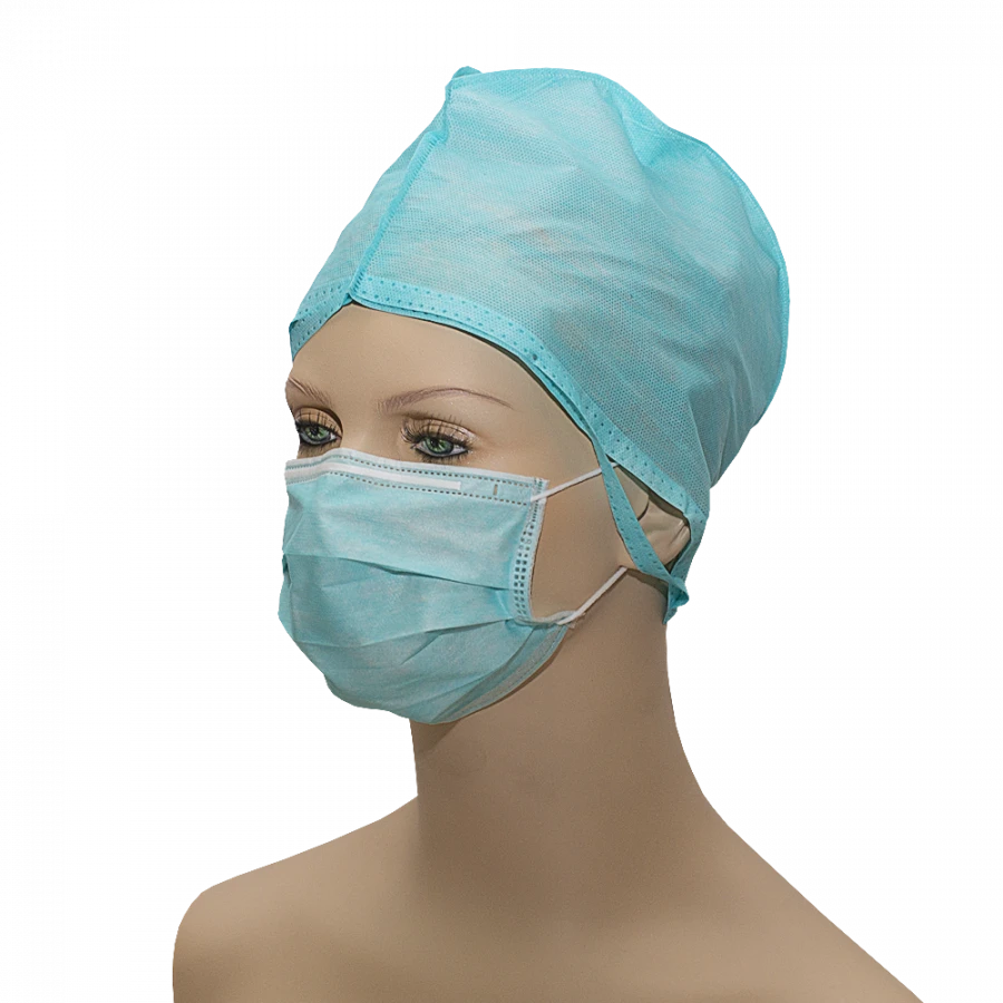 Medical mask of non-woven materials non-sterile "GEXA" (three-layer, on elastic band, turquoise)