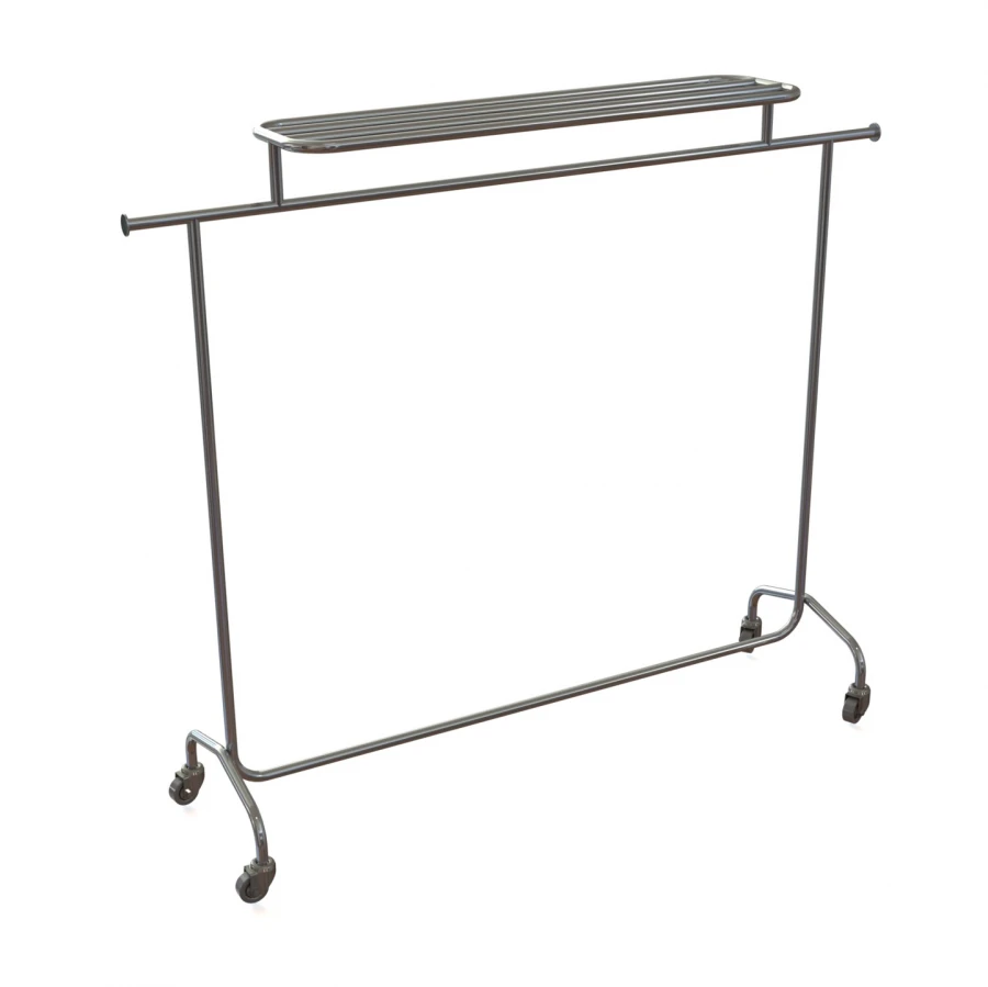 Mobile aluminium floor rack with shelf