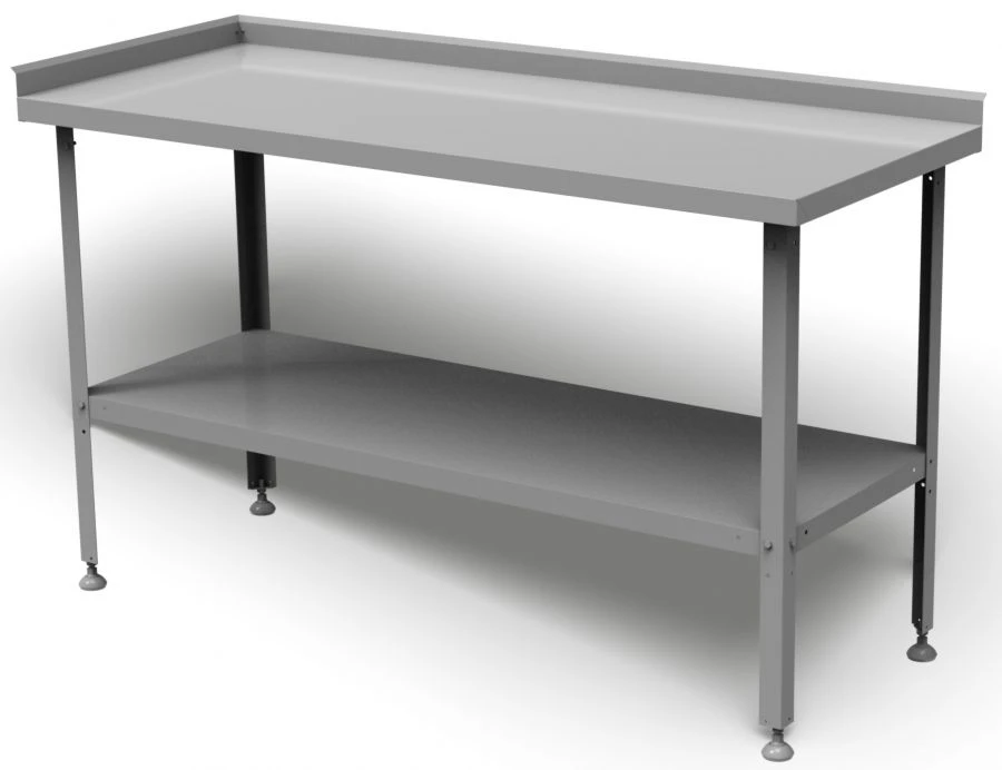 Industrial cutting table with two sides, solid shelf SRP-2l-0,6/0,6-P
