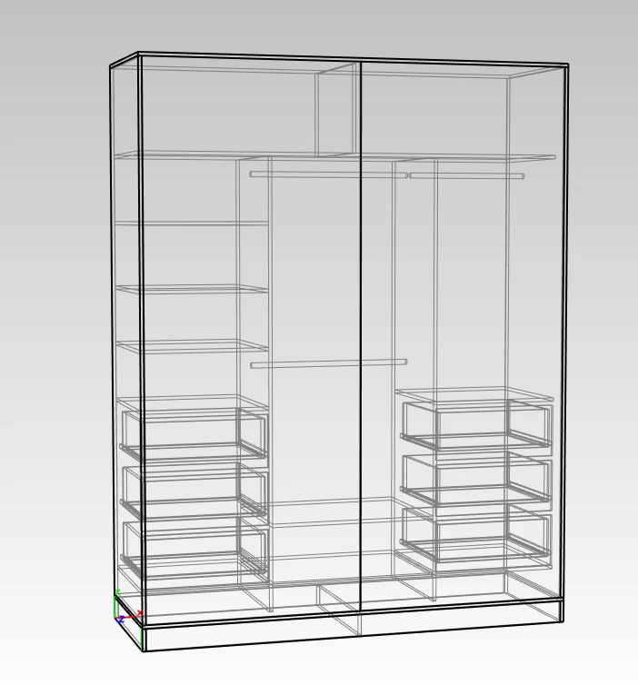 Clothes compartment wardrobe closed with mezzanine and drawers