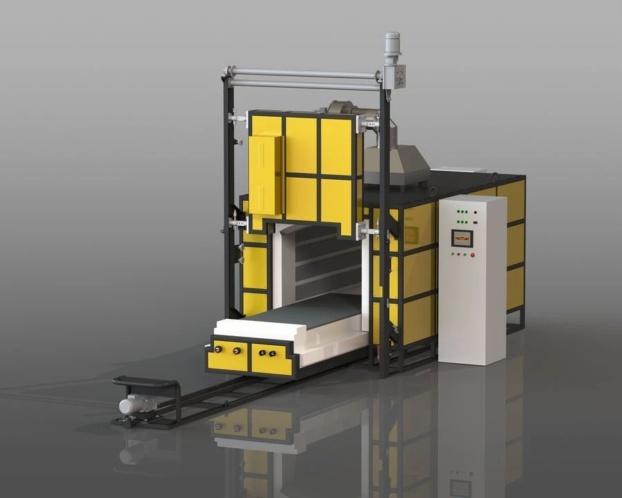 Electric resistance chamber electric furnace with roll-out hearth type SDO
