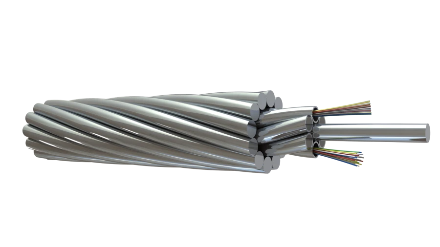 Fibre-optic cable embedded in lightning protection cable. Mark - OKGT-c
