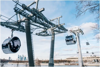 Passenger overhead passenger ropeway with ring movement of detachable rolling stock of cab type PPKD KZT-O-10-1