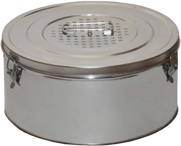 Sterilisation round boxes with filters KF-18 according to TU 9451-018-07614107-2002 and replacement parts: filters