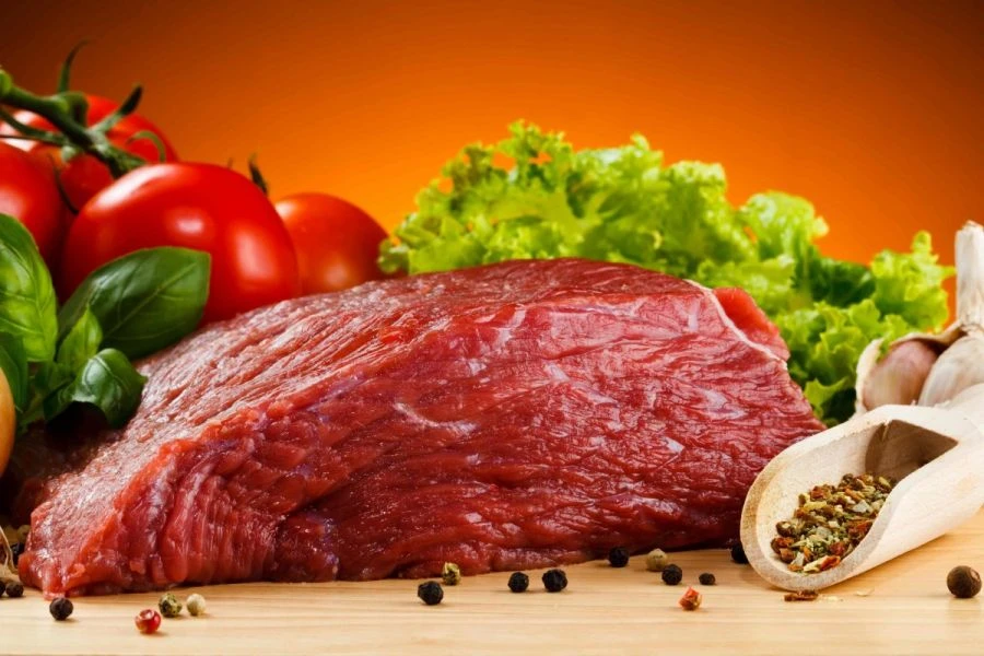 Beef meat in half carcasses