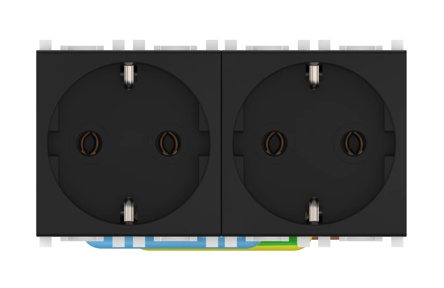 CADUCEUS ALING Experience Double flush-mounted socket outlet with grounding, without centre screw, 2x16A, 250V~, 2x2M,