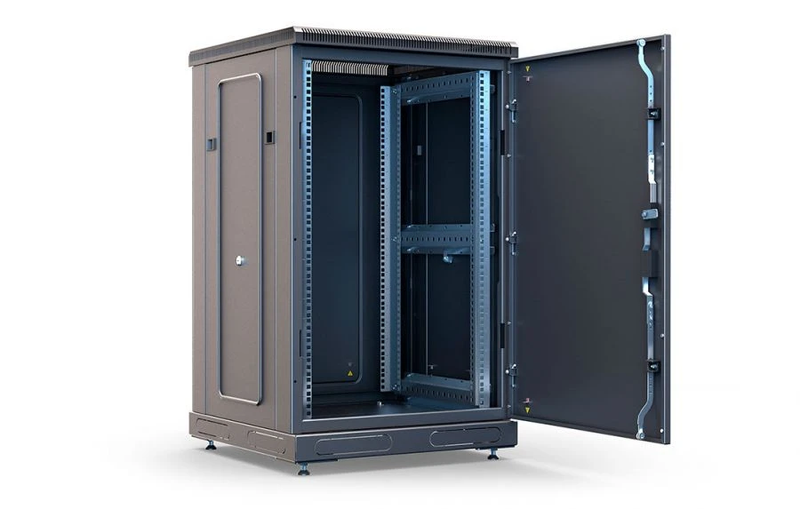 19" floor standing telecommunication cupboard, ??-??-?-?-?, front door metal, black SSD