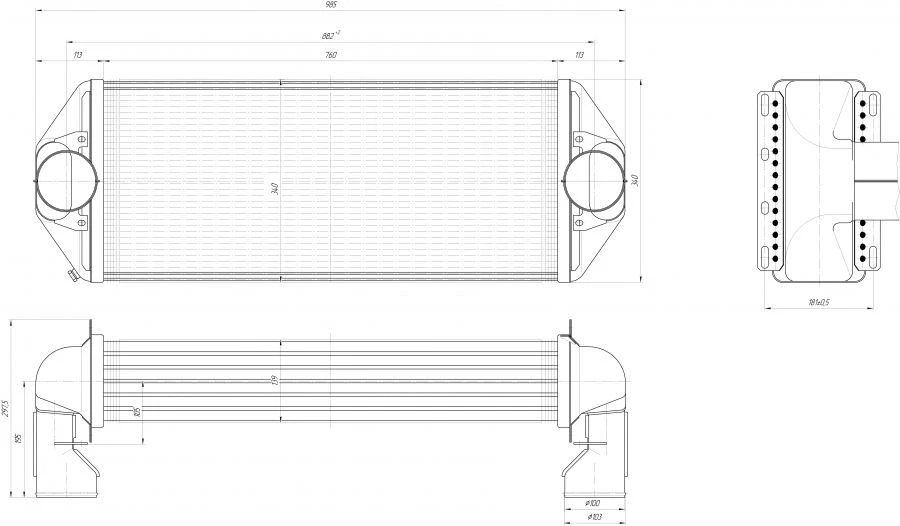 Charge air cooler OM457LA-1317. 200