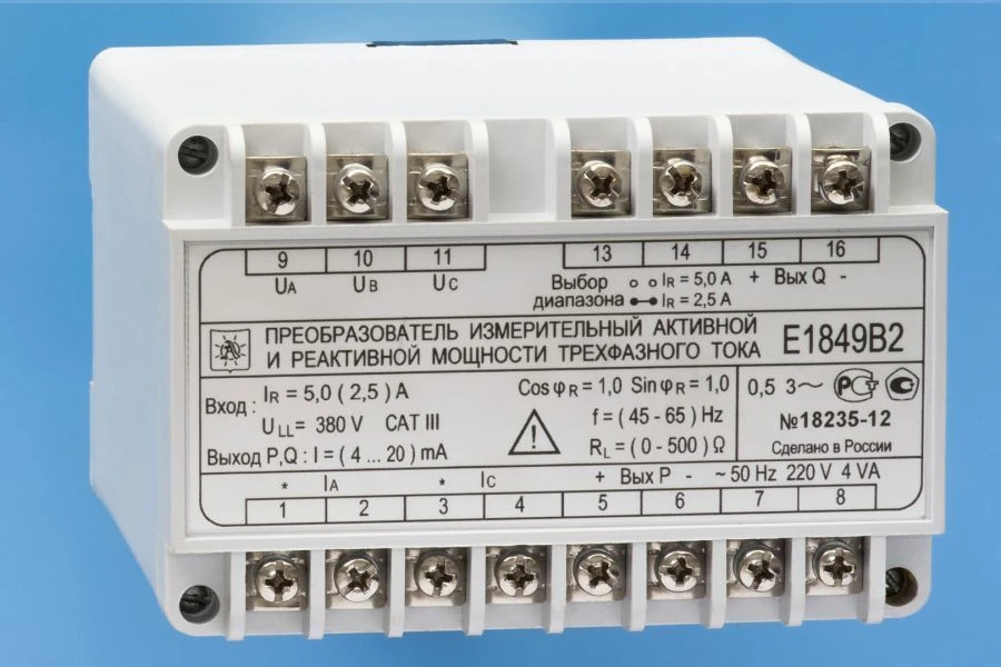 Converter measuring active and reactive power of three-phase current E1849