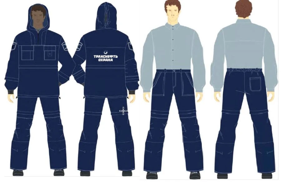 Male anti-encephalitic suit (jacket, trousers) of the departmental security personnel of PJSC Transneft for protection against h