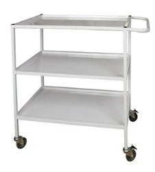 Procedure and manipulation table made of metal frame with glass shelves on wheeled supports (mobile), to be equipped with the fo