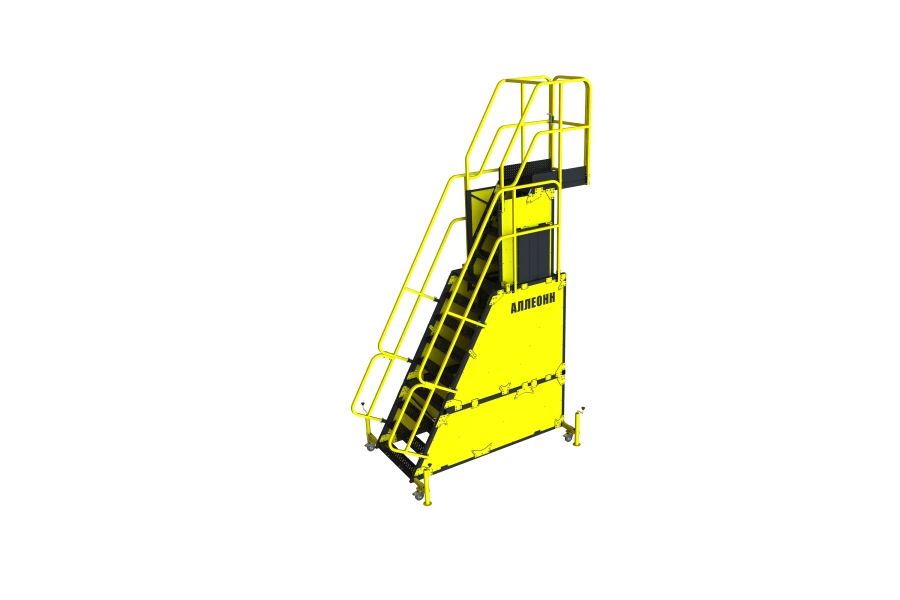 Ladder with platform adjustable with mechanical hoist drive compact aluminium 3AL2