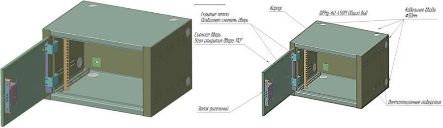 Reinforced wall-mounted distribution cabinet SHRNu-6U-450M