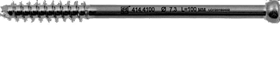 Cannulated screws Ø 7.3 mm, length 45/32 mm to 150/32 mm, 5 mm pitch, art. no. 214.4XXX