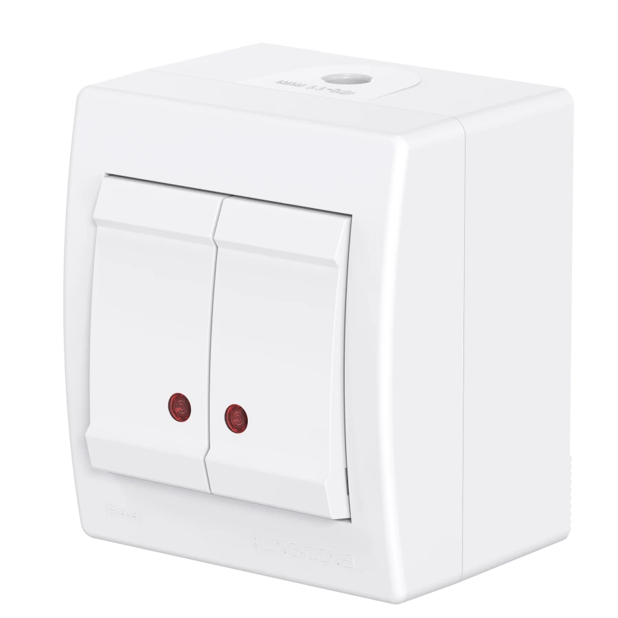 CADUCEUS ALING POWER Outdoor two-way switch with OFF indication 10AX, 250V~, IP44, white, art.