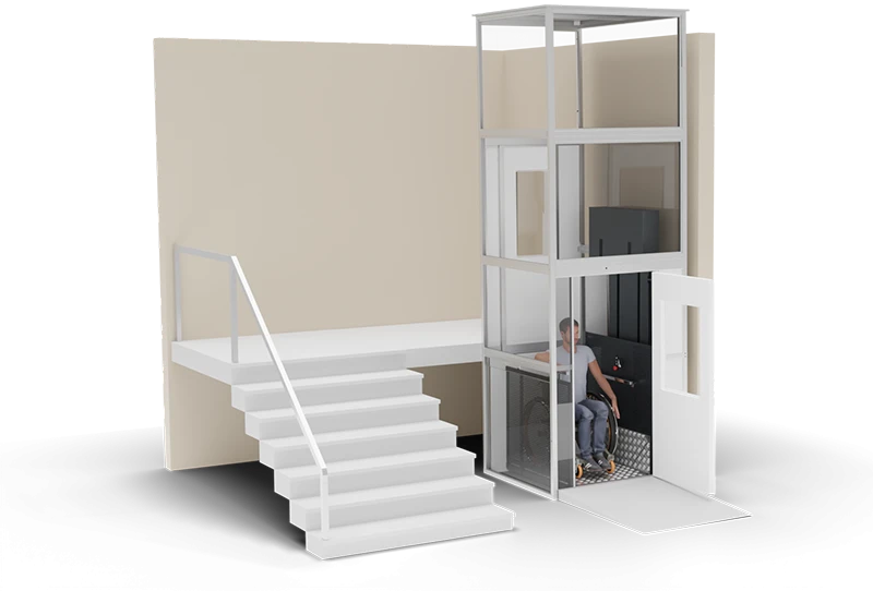 Lift platform for disabled people and other low mobility groups with vertical movement with shaft fence
