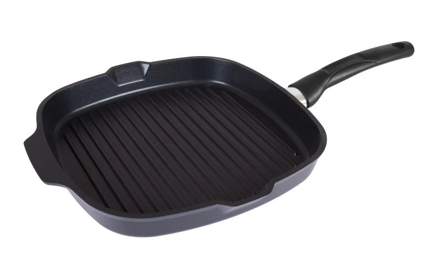 Grill pan 280x280mm square cast aluminium (with non-stick coating) TM Kukmara, with bakelite handle, AP, be