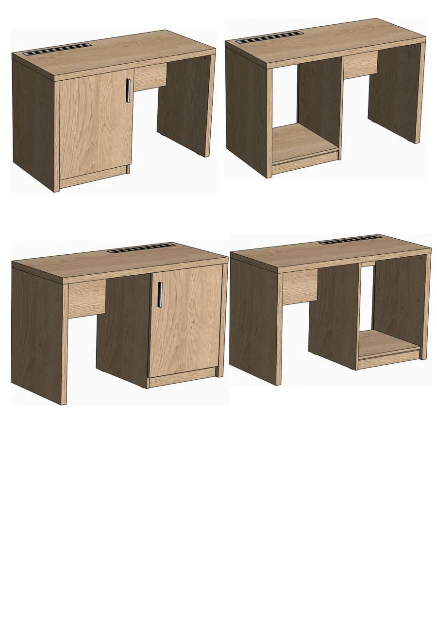 Desk with drawer for mini-bar "MNS 03/04" (black), (chrome), right, left