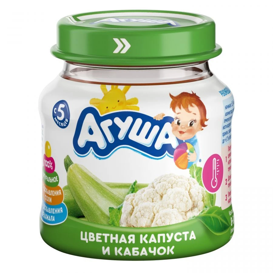 Mashed cauliflower and courgette homogenised, t.zn. "Agusha", 80 g. "Agusha", 80 g