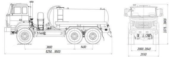 Vacuum tanker truck MV 4680L9-10 on chassis Ural 5557-4151-78, 5557-4151-80, 5557-4151-82