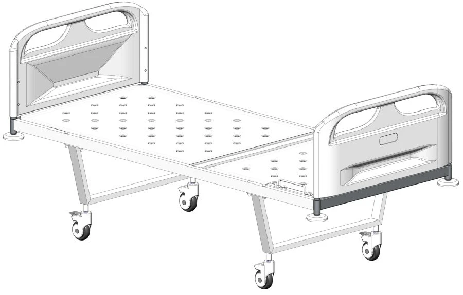 KF0-01-"MSC" (MSC-101PM) - General hospital bed with a headrest, on wheels, plastic backrests, bed - steel sheet, mechanic