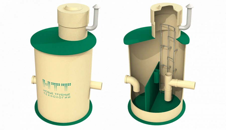 Grease trap made of composite material according to "NTT" technology