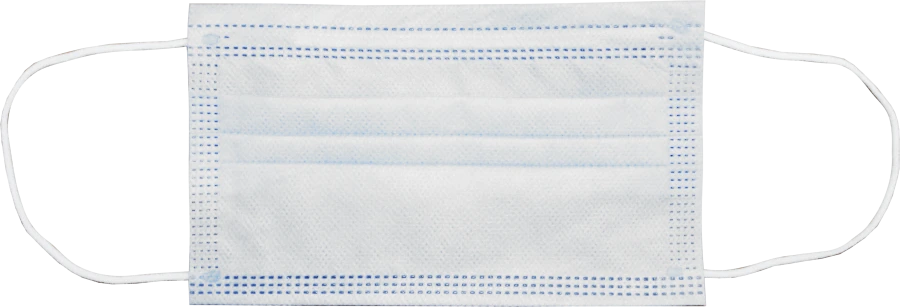 Disposable medical non-sterile non-woven surgical 4-layer mask with elastic band, 18x9 cm, colour: white